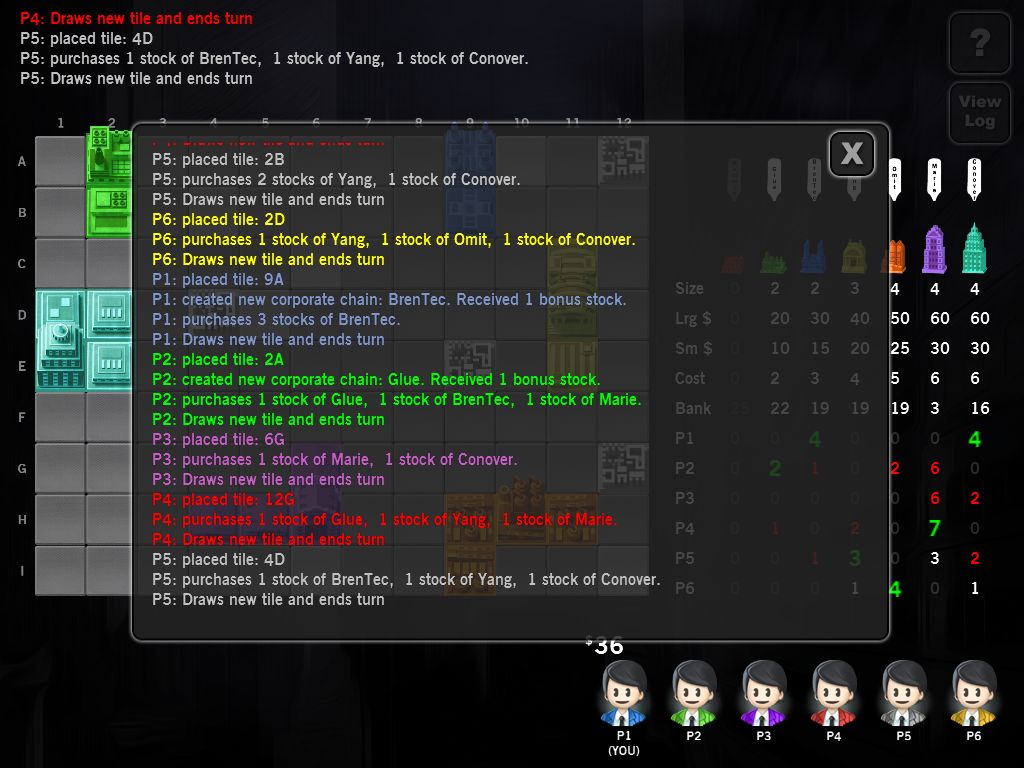 The game keeps a log of the entire session